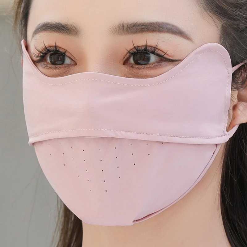 加大防晒口罩男女款夏季防紫外线冰丝露鼻透气立体护眼角黑色面罩