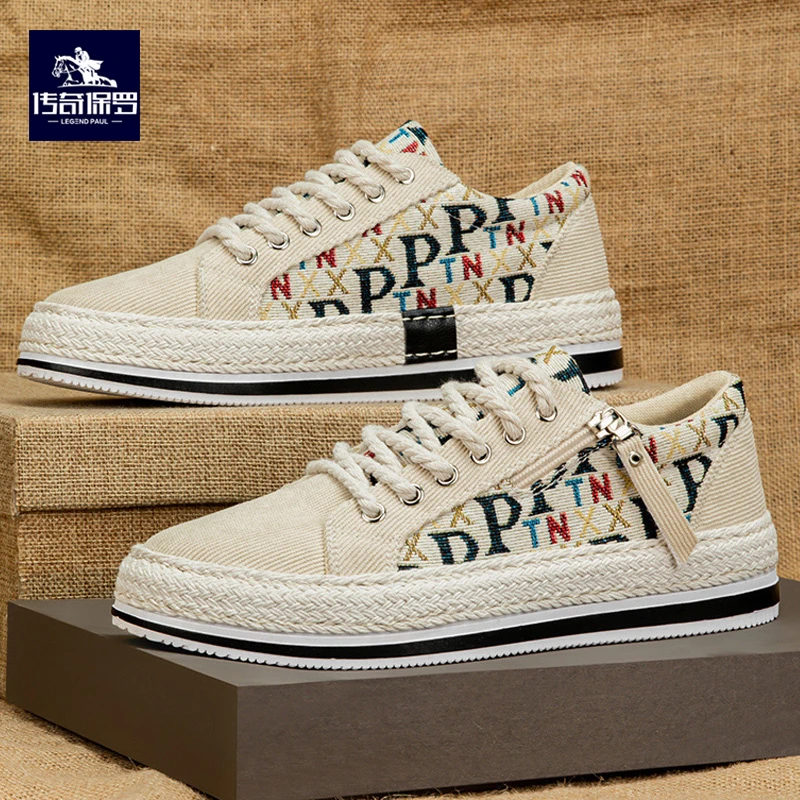 传奇保罗帆布男鞋帆布鞋老北京布鞋新款休闲百搭透气运动时尚板鞋