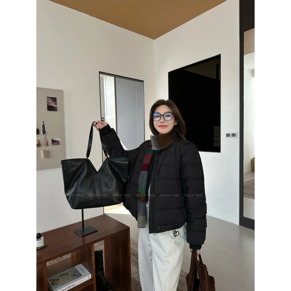 【莫尔周刊 】”90%白鸭绒”老钱高货针织拼接立领保暖羽绒外套25312