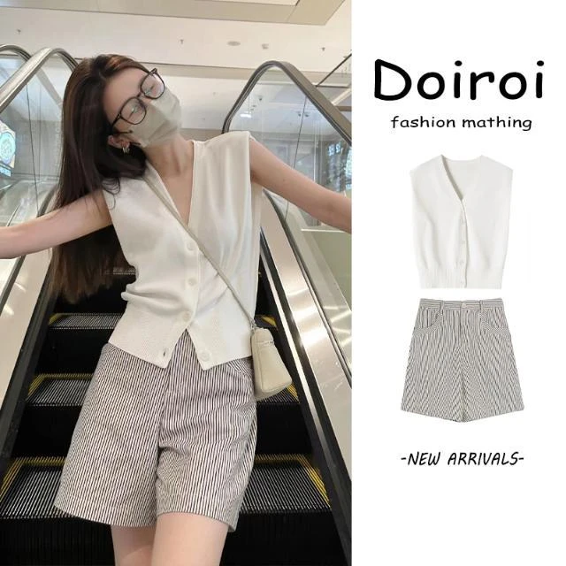 【清仓】韩系穿搭一整套夏季新款可盐可甜针织开衫无袖上衣