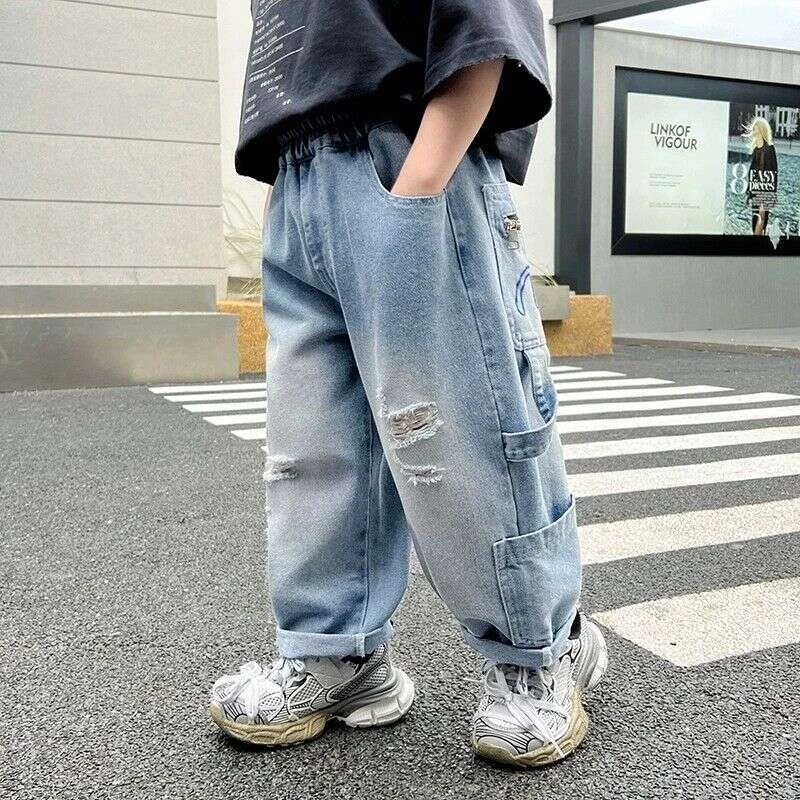 背带裤新款宝宝儿童牛仔裤男童春秋裤子男宝痞帅孩春季童装春款装