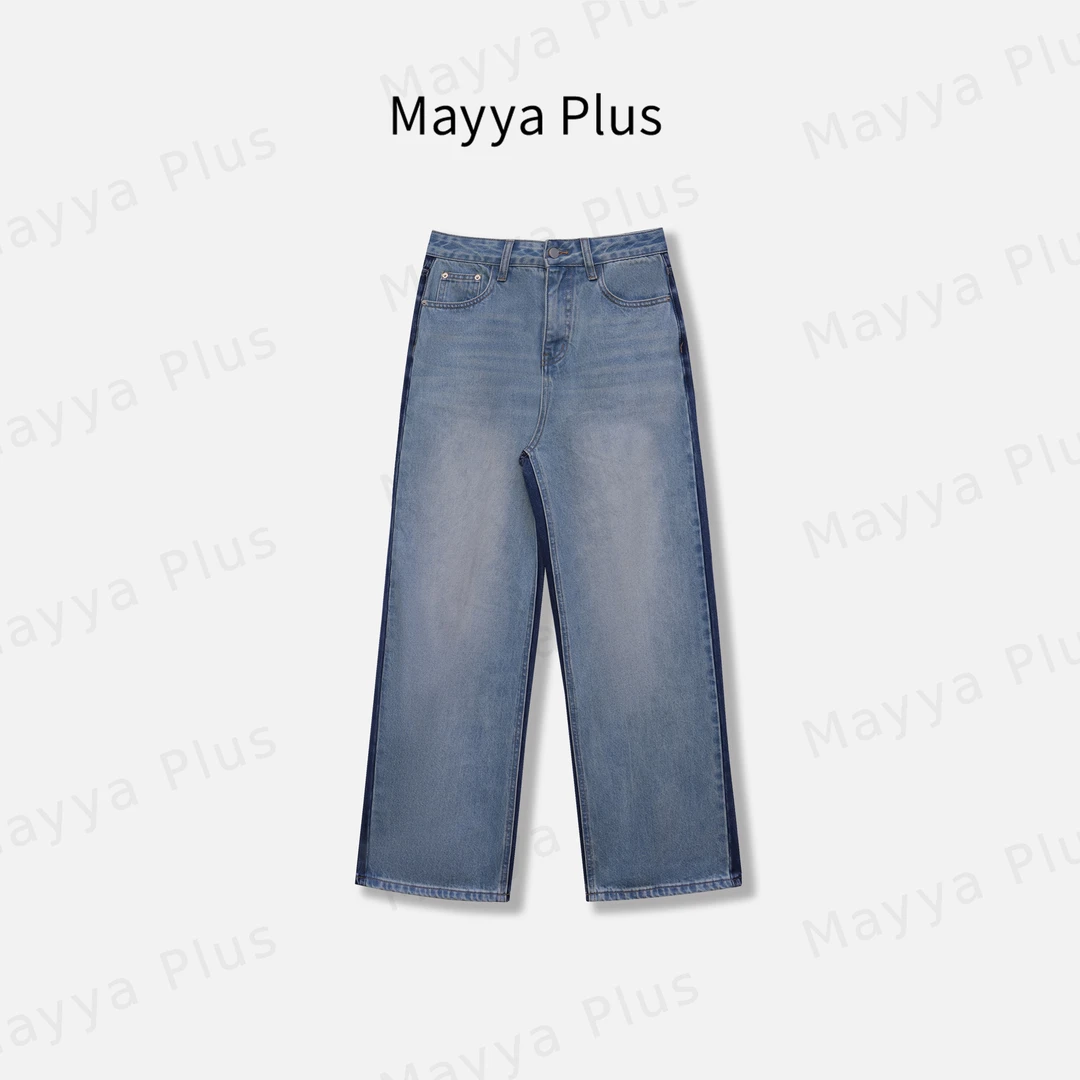 【双色丹宁】Mayya Plus麦芽定制轻奢气质显瘦百搭款牛仔裤32517023