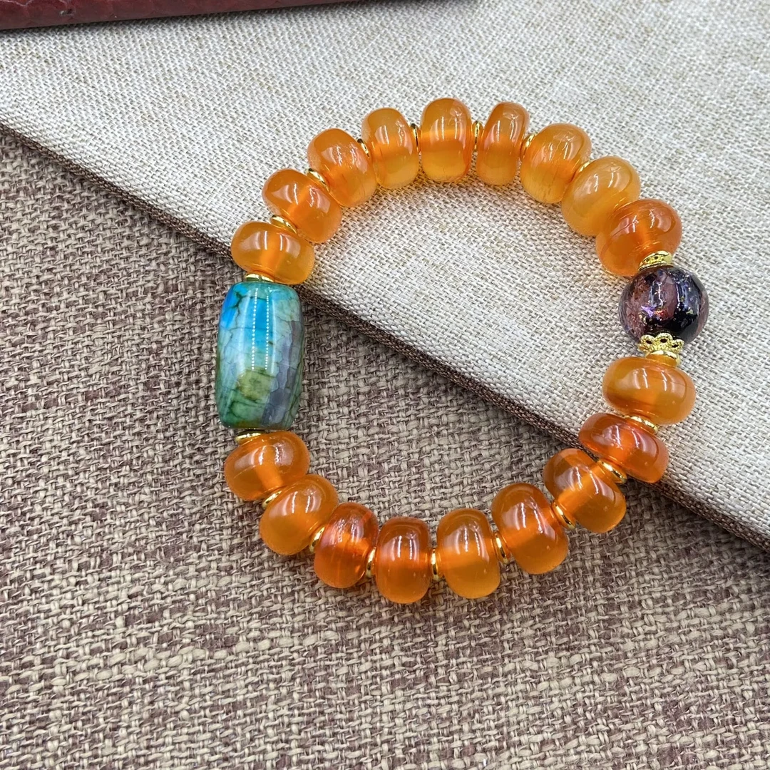 非金属珐琅手链 6140  经典新款百搭黄色椭圆手链