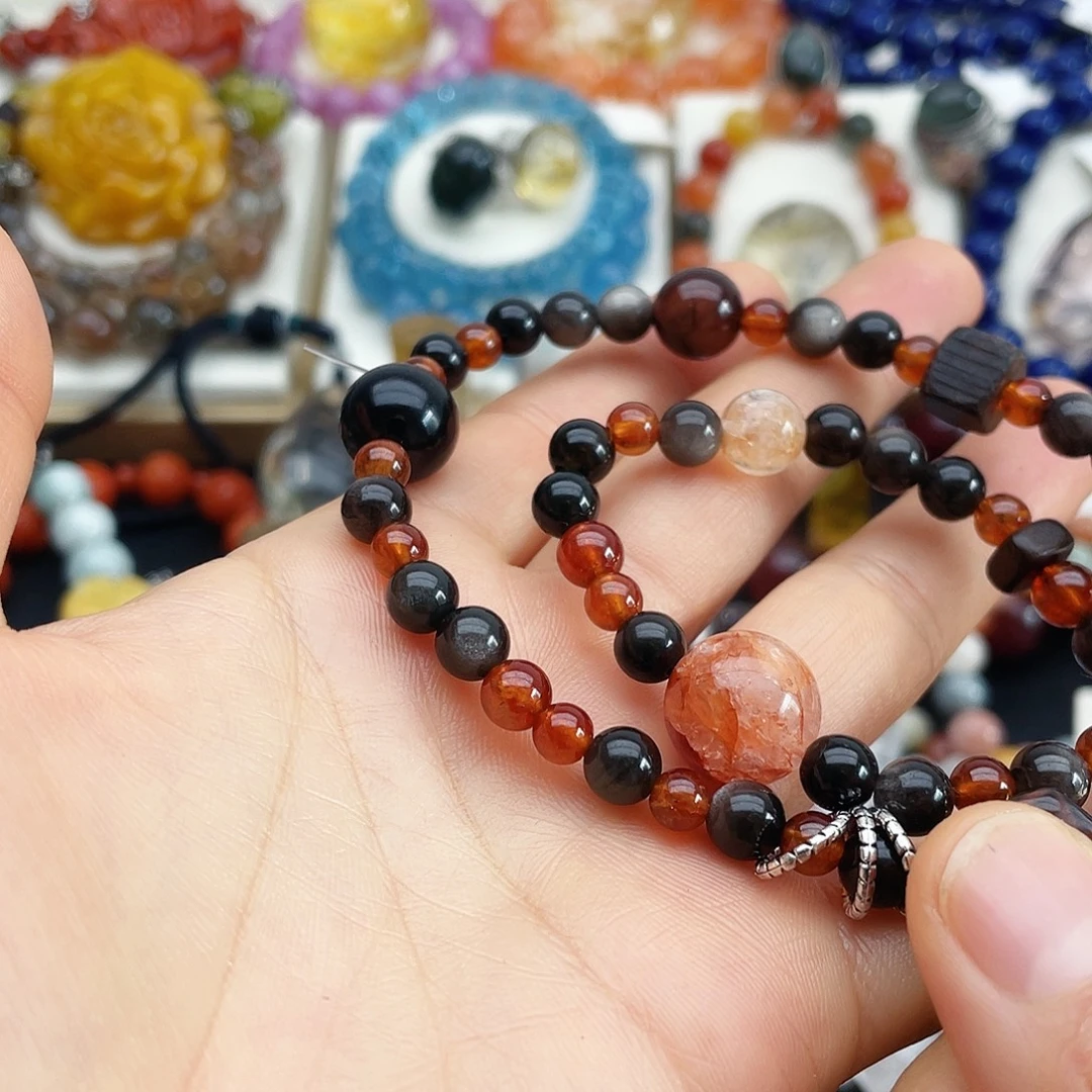 戒指银S925镶嵌烟晶