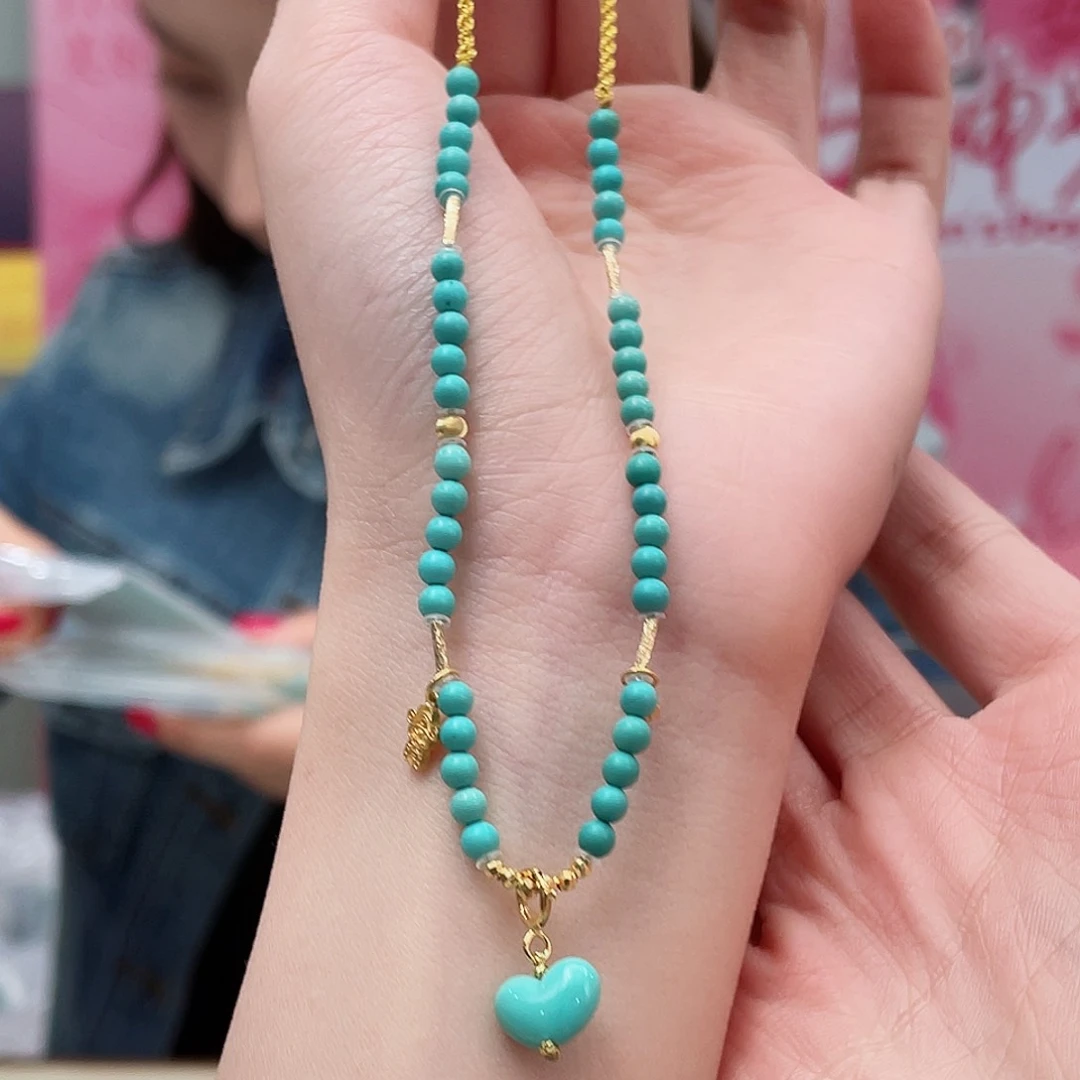 绿松石颈饰18K金镶嵌