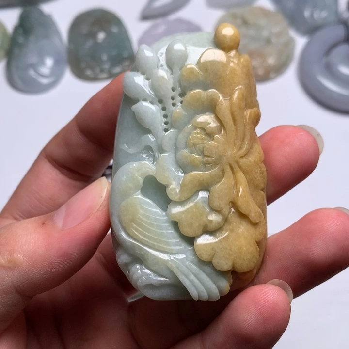 翡翠未镶嵌颈饰花开富贵13