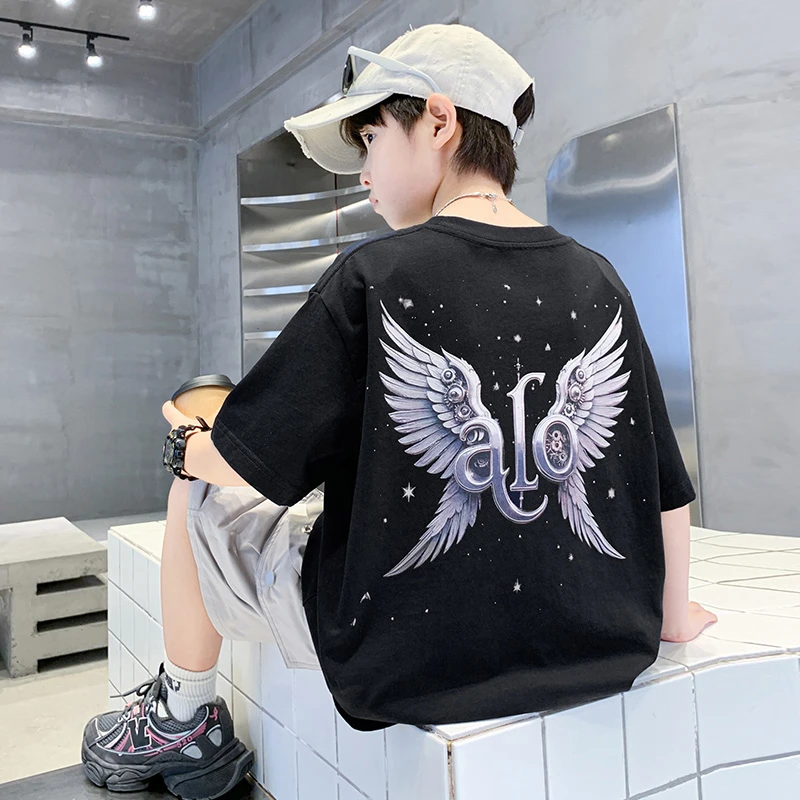 男童短袖夏季t恤2025中大童休闲半袖洋气轻薄儿童上衣帅气宽松潮T