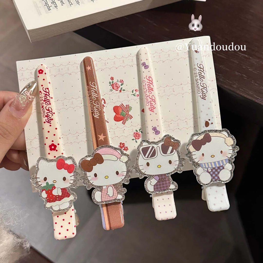 甜美卡通KT猫鸭嘴夹可爱秋冬少女洗脸蓬松一字夹ins日韩百搭发夹