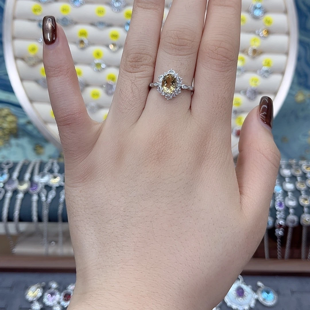 黄晶银S925镶嵌戒指