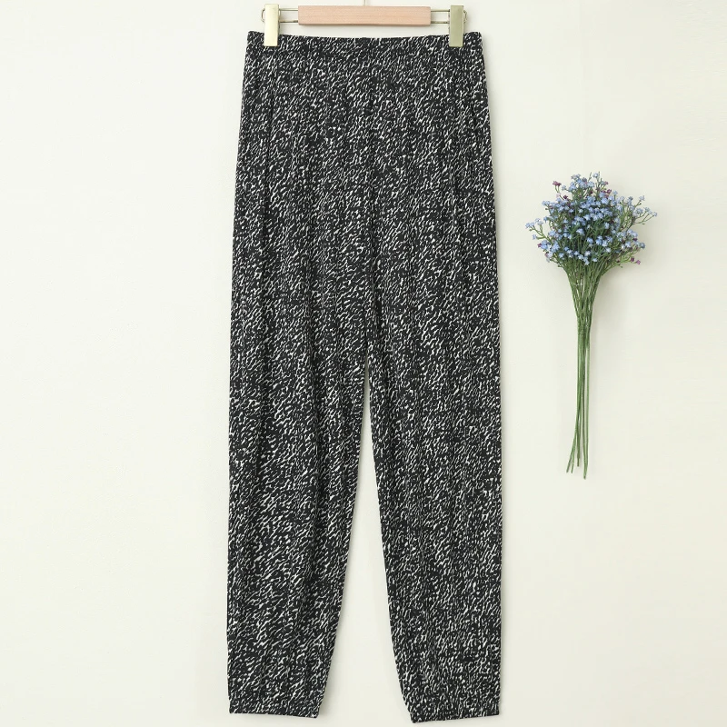 LANZIBES/蓝之蓓真丝42针高腰显瘦舒适透气桑蚕丝休闲裤E9247