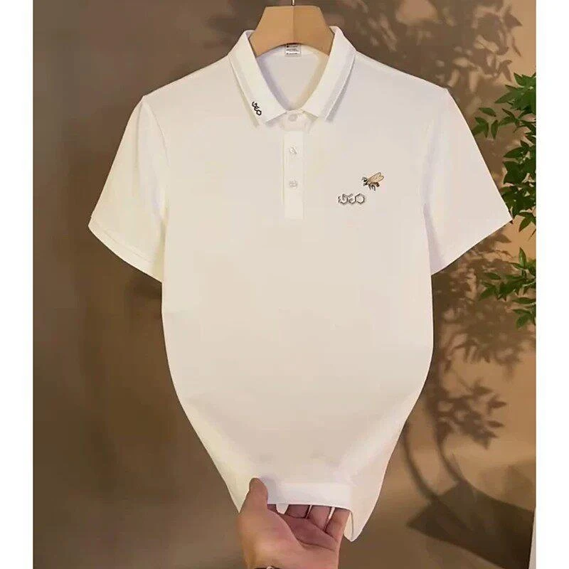 小蜜蜂刺绣翻领POLO衫男士夏季新款时尚潮流轻奢痞帅百搭短袖T恤