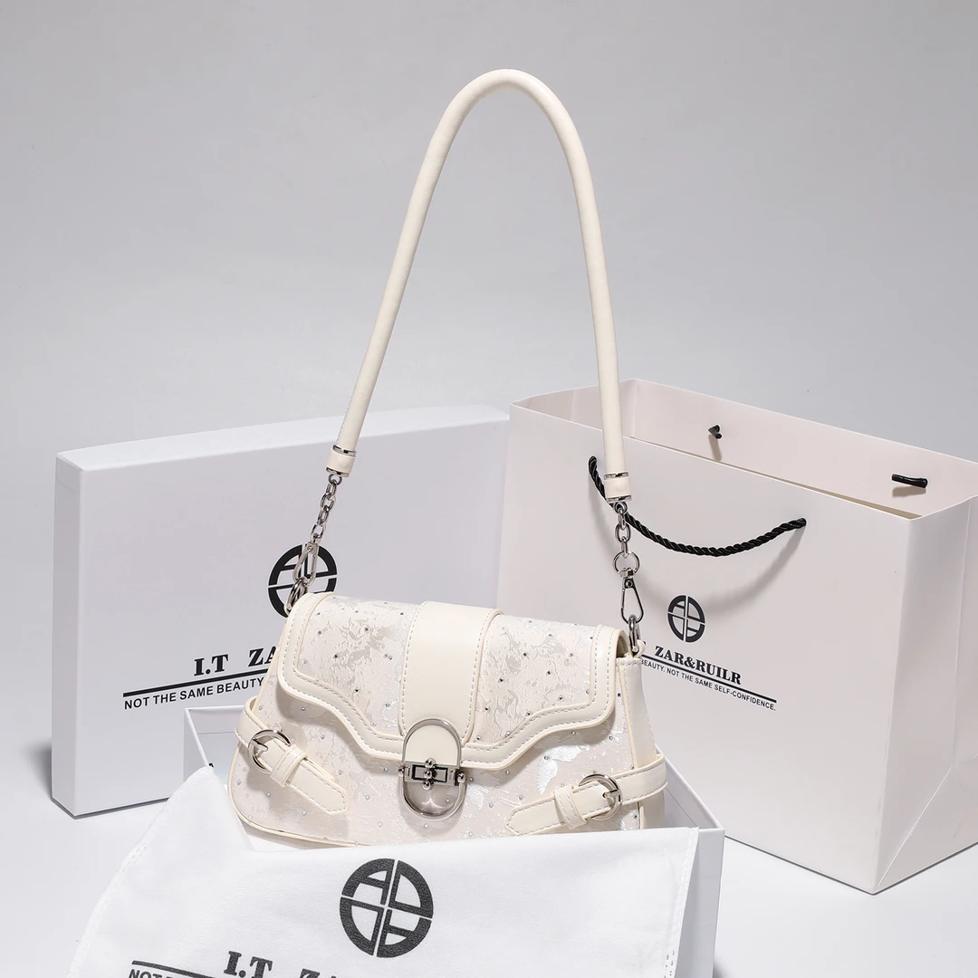 ZAR&RUILR/查瑞娜小众蝴蝶刺绣腋下包包女新款高级感斜挎小方包