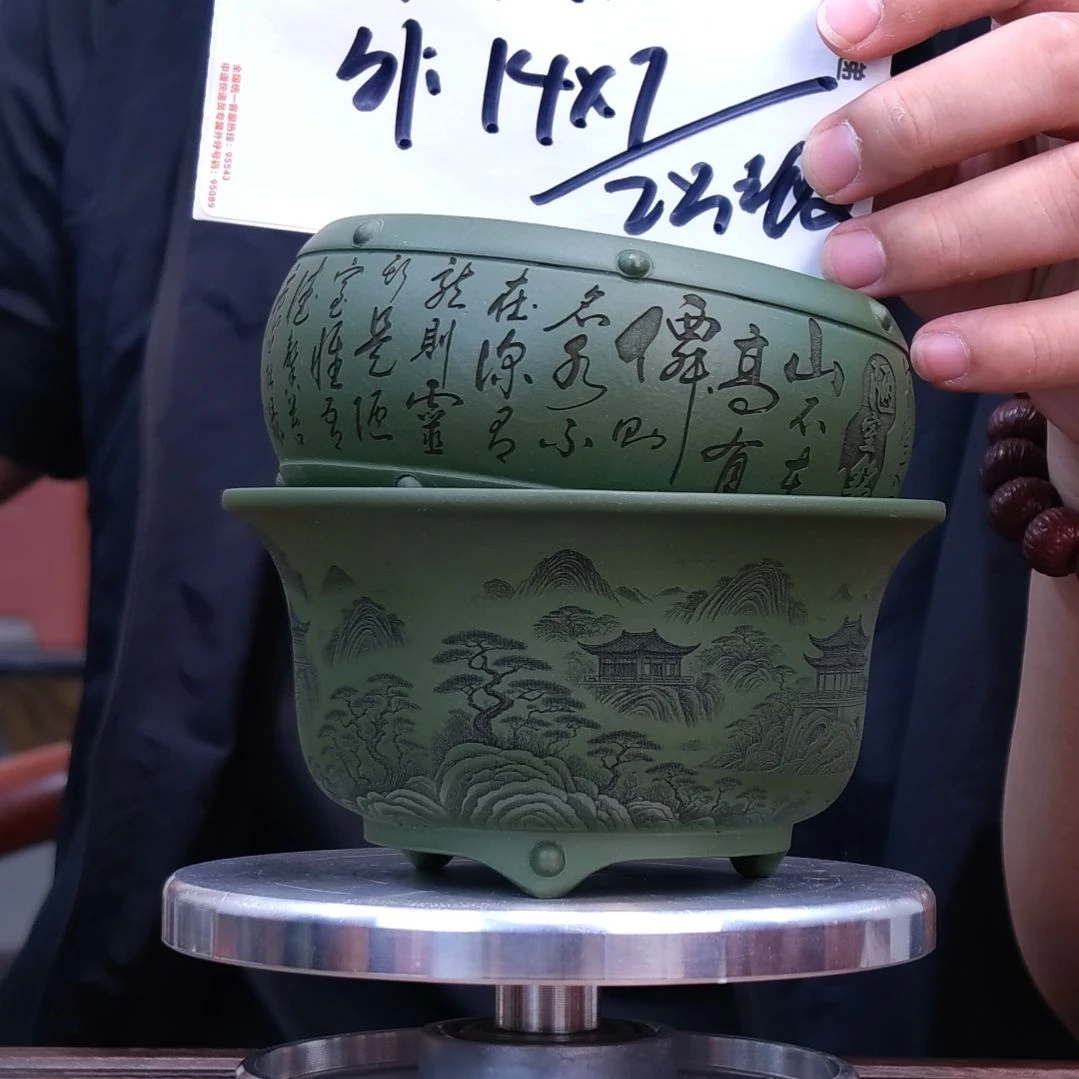 紫砂花盆同喜同喜