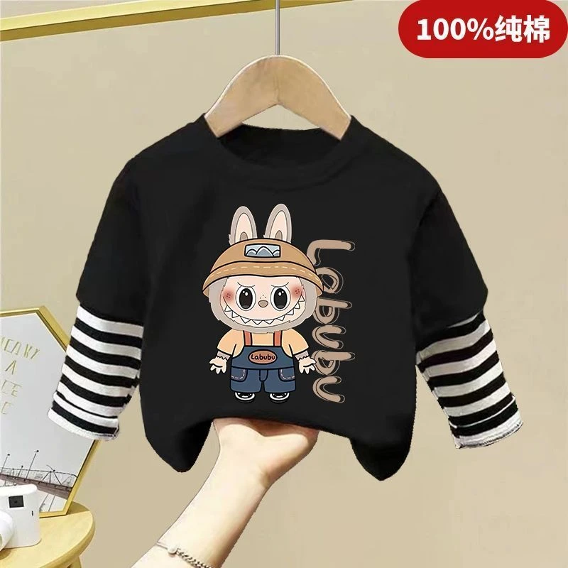 2025年春秋季卡通男女宝纯棉百搭打底衫儿童卡通印花上衣中小童潮
