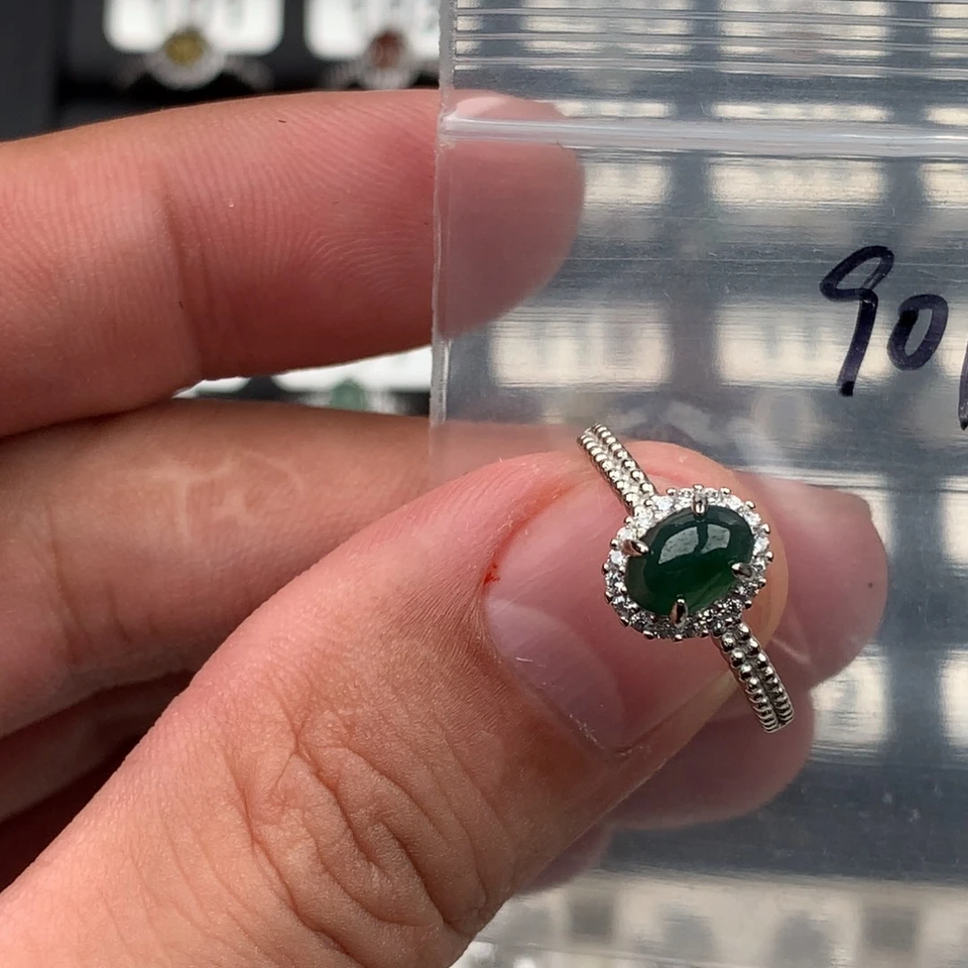 翡翠银S925镶嵌戒圈901