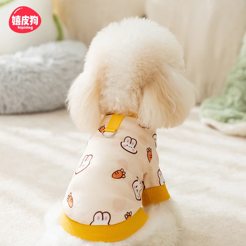 嬉皮狗——秋冬季狗狗卡通可爱兔子德绒居家服小型犬宠物衣服0118