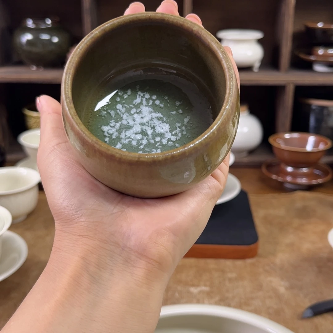 开***佗冰花罗汉杯 粗瓷 河北曲阳
