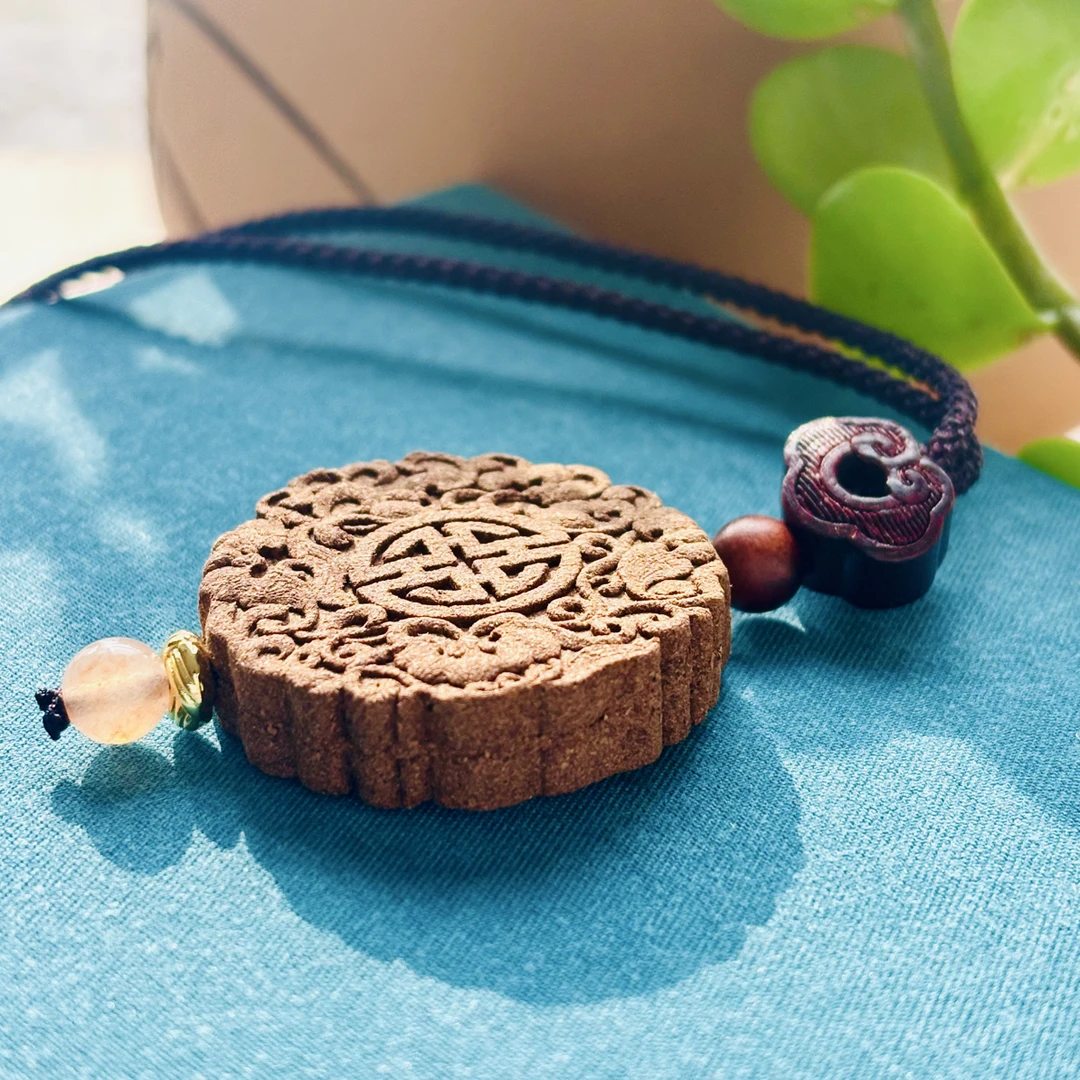 非金属木质吊坠 祥云团花吊坠纯手工