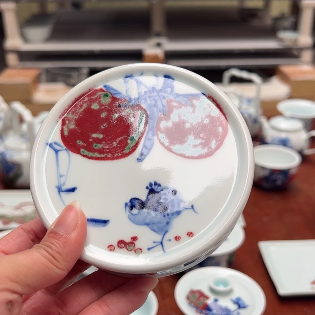 杯原矿青花釉里红瓷器