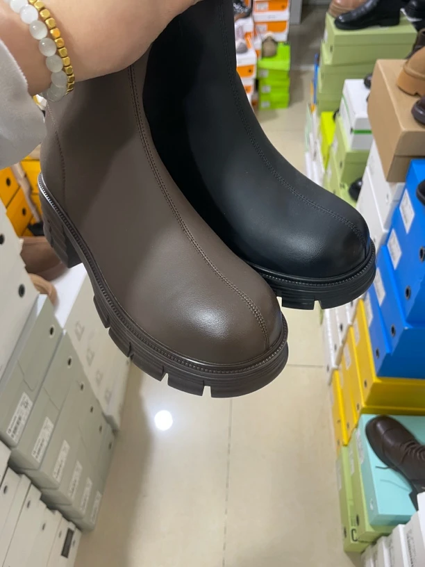 诗涵家 真皮加绒厚底瘦瘦靴25-1