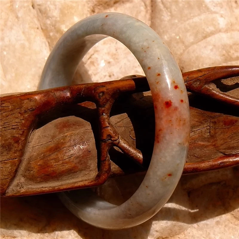 霜一清222缅甸天然A货老坑红翡朱砂痣翡翠手镯子带证书支持复检57