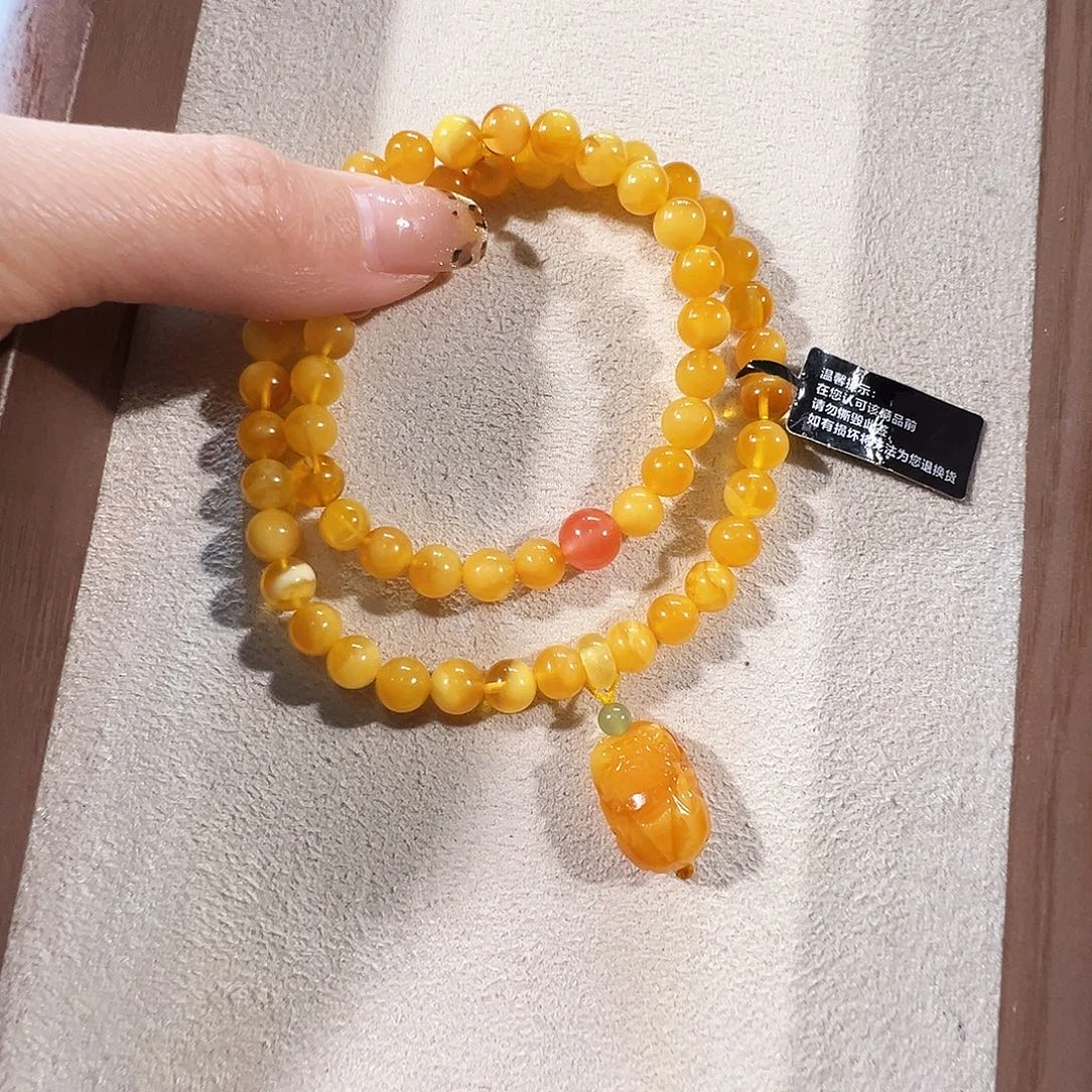 蜜蜡未镶嵌手链蜜蜡6.6mm