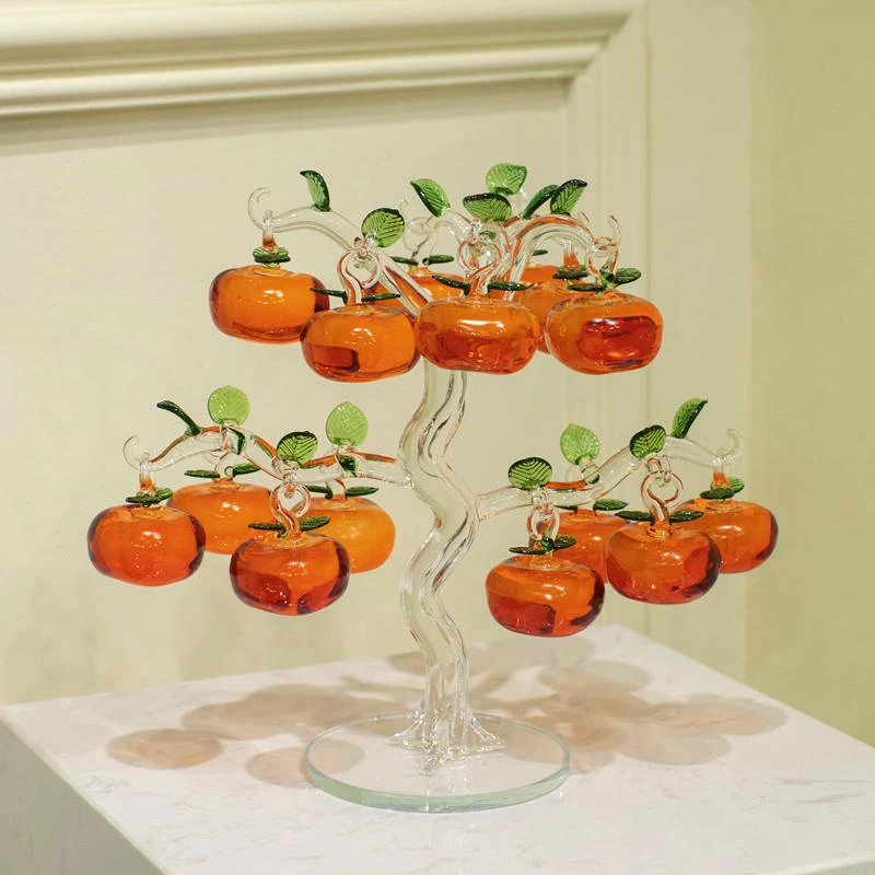 轻奢水晶柿柿如意柿子树高级摆件玄关客厅装饰品新婚乔迁礼物