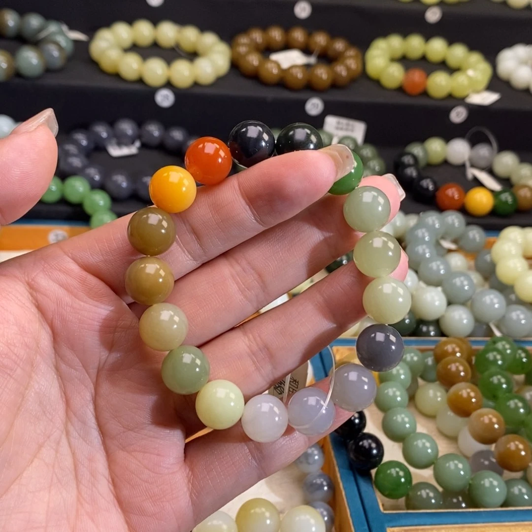 和田玉手链 12MM未镶嵌多宝