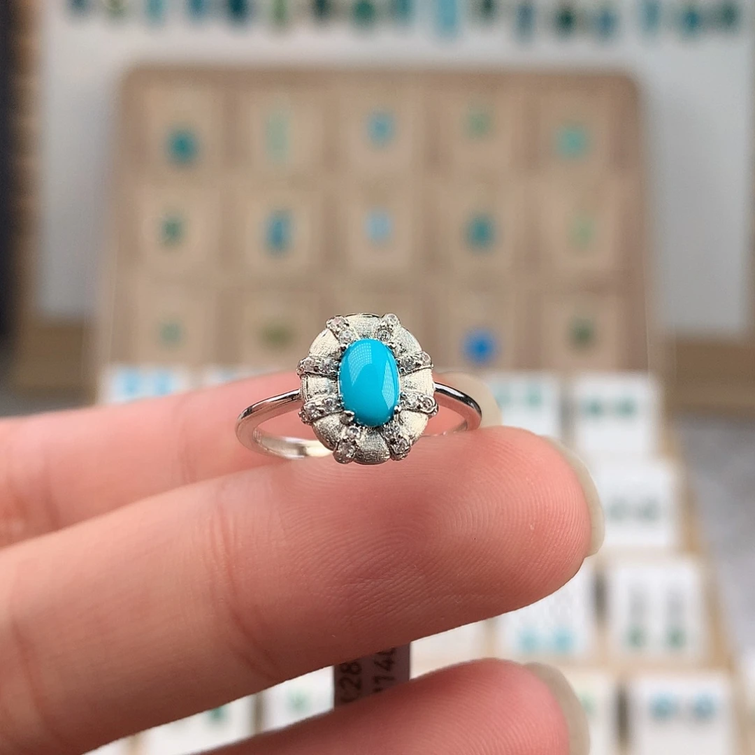 绿松石银S925镶嵌戒指