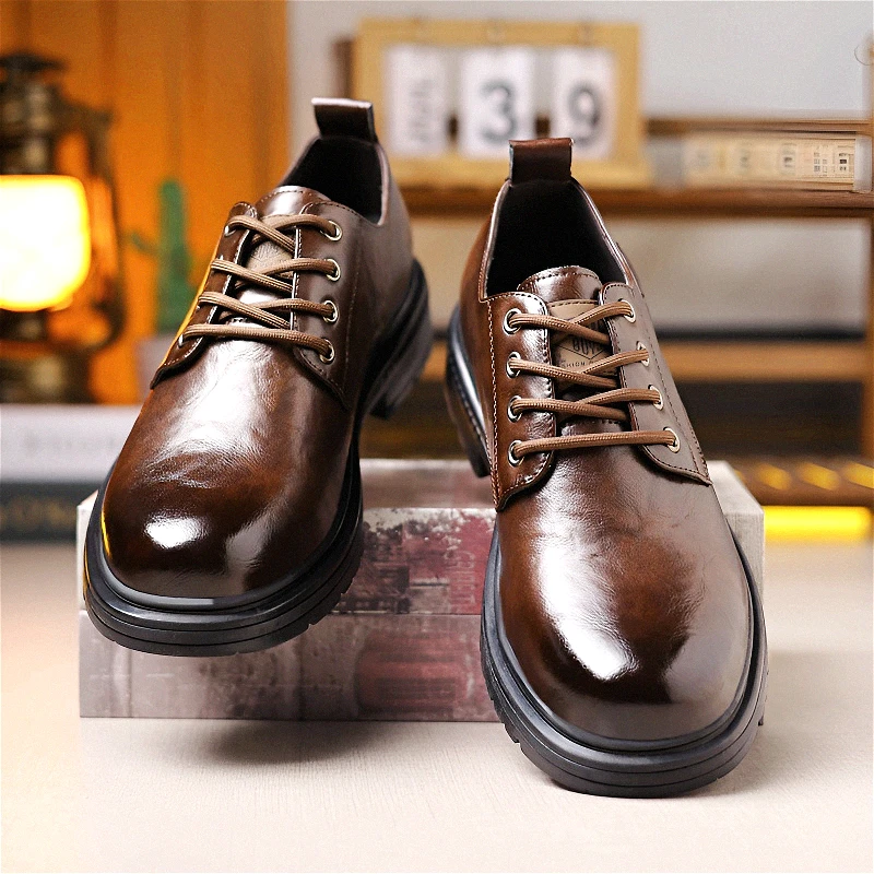 男鞋秋季2025新款潮流正装休闲鞋子男款一脚蹬商务皮鞋男士工装鞋