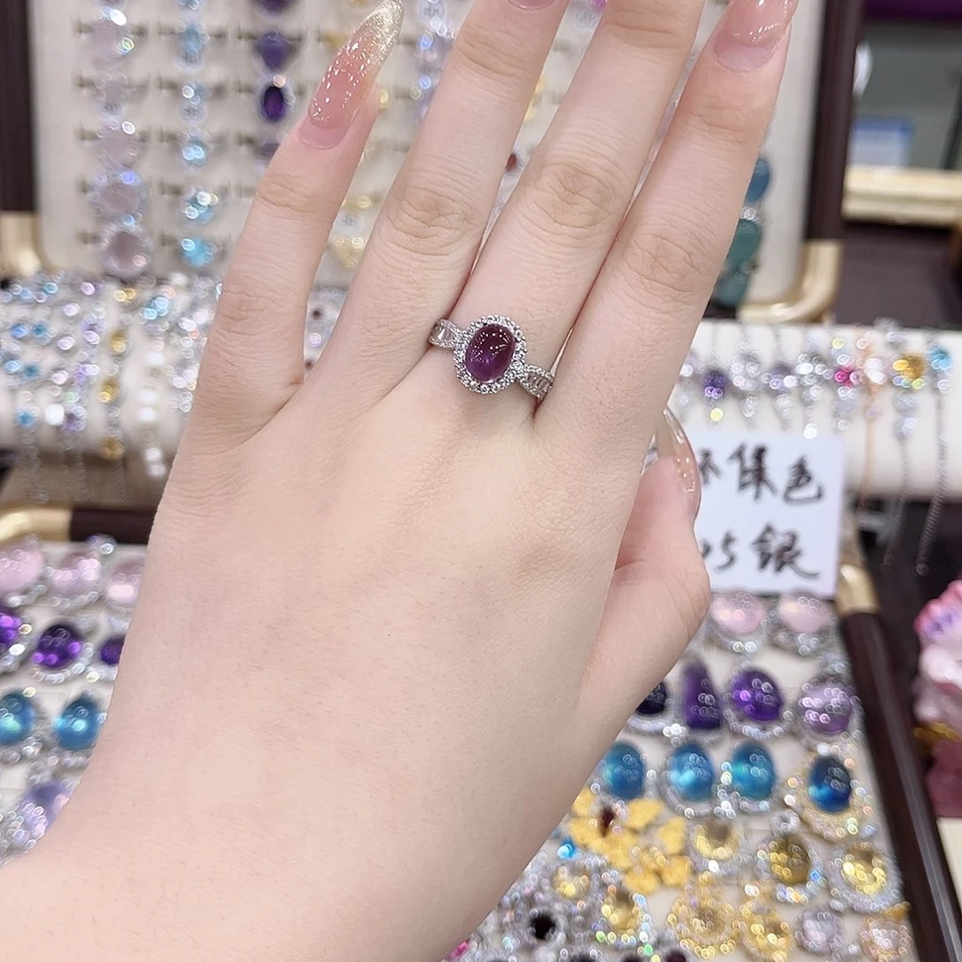 黄晶戒指银S925镶嵌