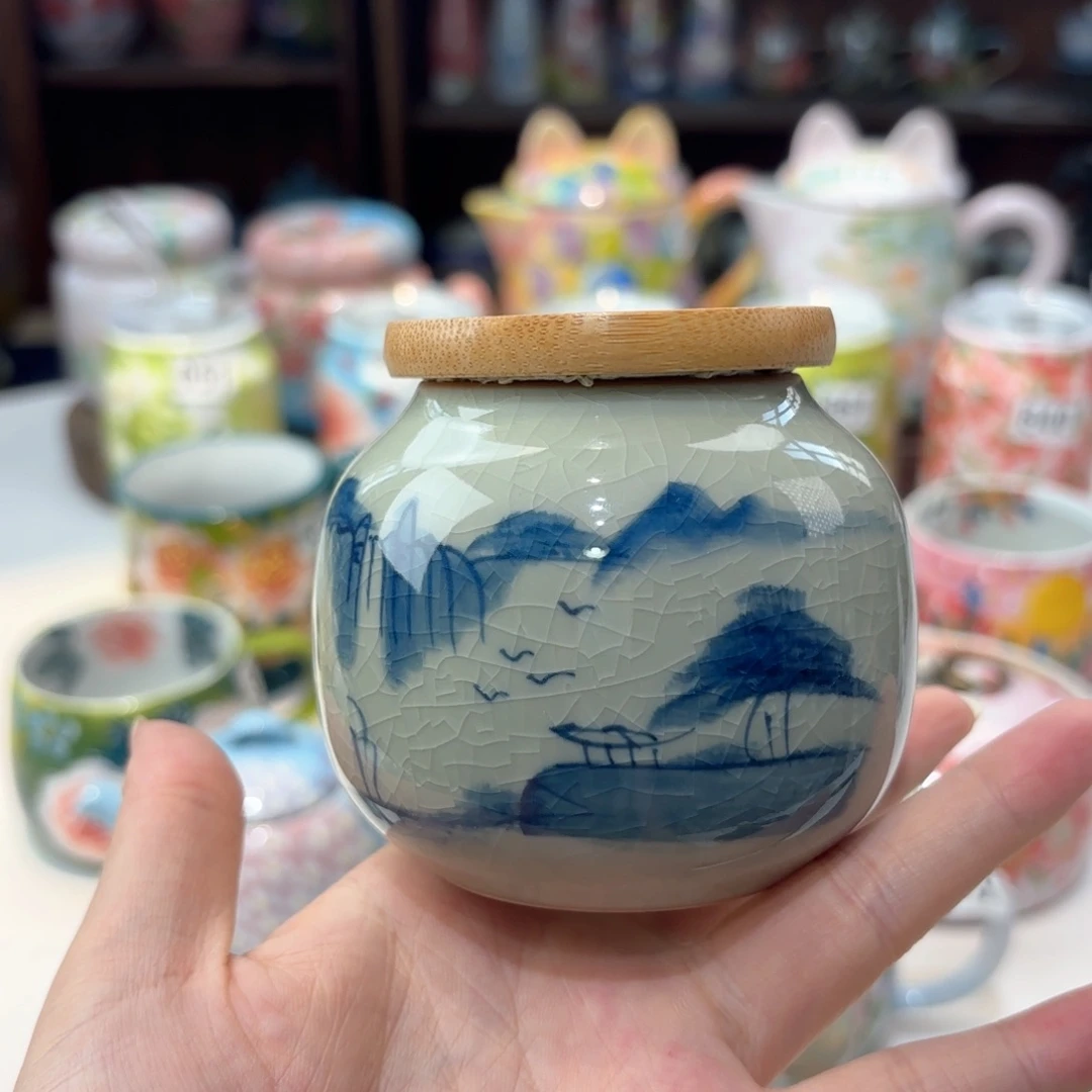景德镇手绘高温釉下彩陶瓷茶具