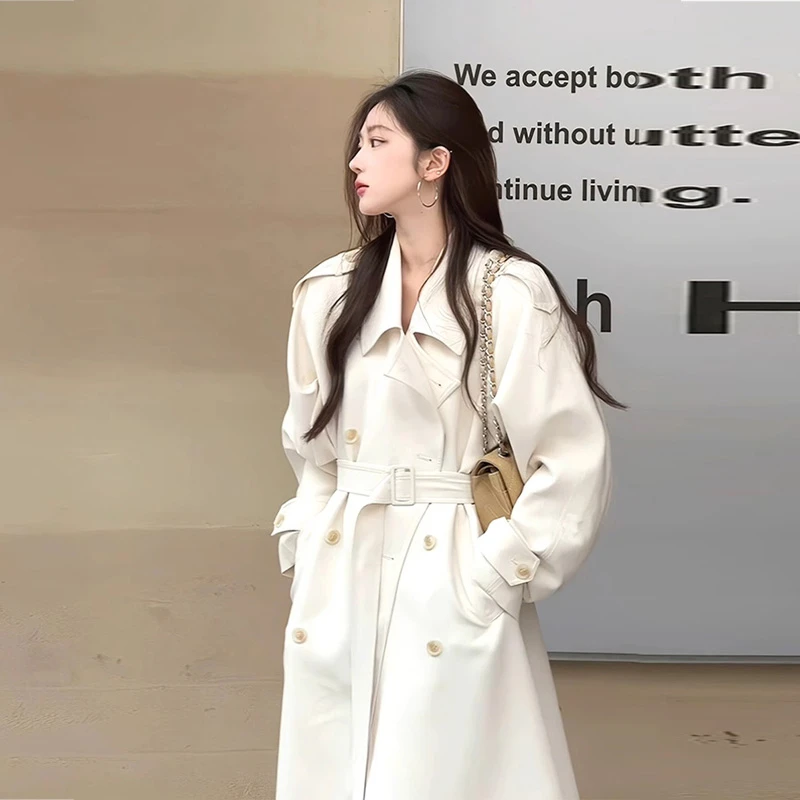 白色风衣女外套女春秋高级感小个子温柔百搭超好看气质大衣中长款