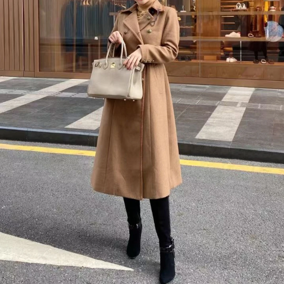 彬彬家明星款系列秋冬款收腰显瘦长款气质大衣女装外套3096