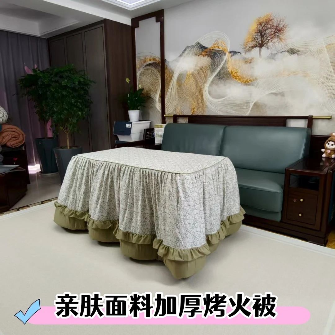 新款加厚可脱胆拆洗长方形电暖桌烤火被套网红烤火桌子罩电炉套罩