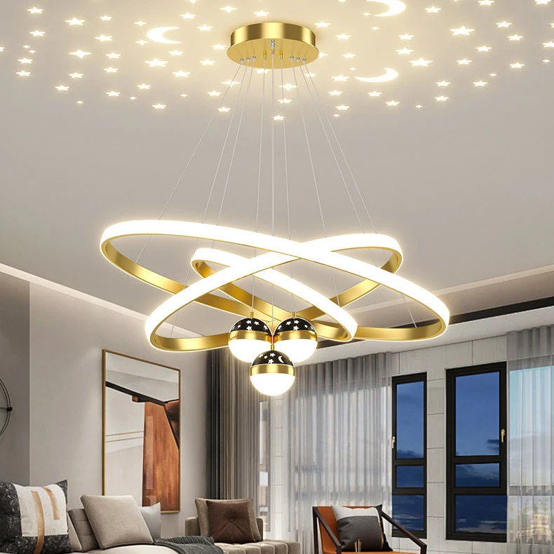 轻奢现代网红简约灯饰餐厅吊灯创意客厅投影星空吧台吊灯北欧灯具