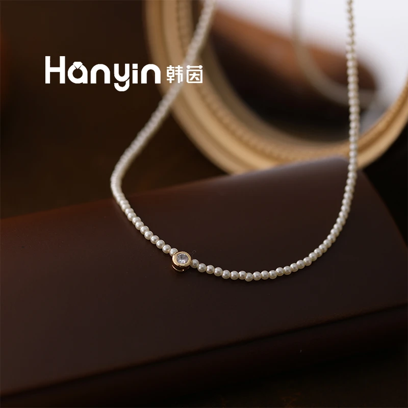 钛钢仿珍珠项链 2mm奶油白珠珠气泡优雅项链轻奢小众高级感锁骨链