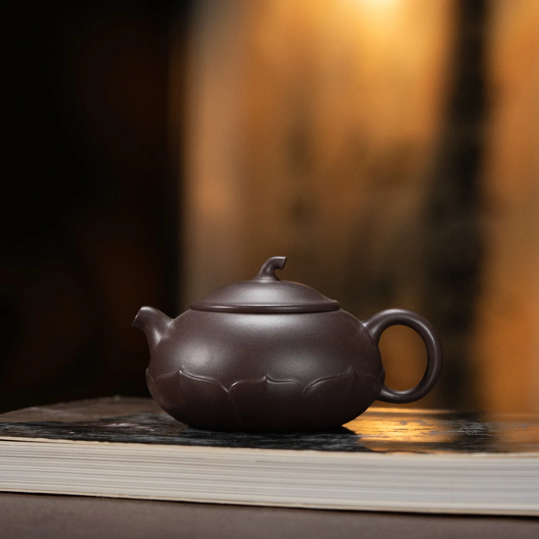 【利贞l莲花茄瓜】原矿紫茄泥 约190cc 手工制 紫砂壶 茶具DTGT