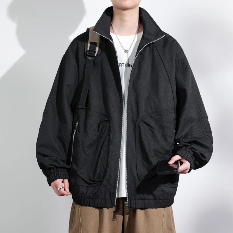 大码男装外套时尚百搭潮牌夹克2025新款青少年高级感潮流休闲上衣