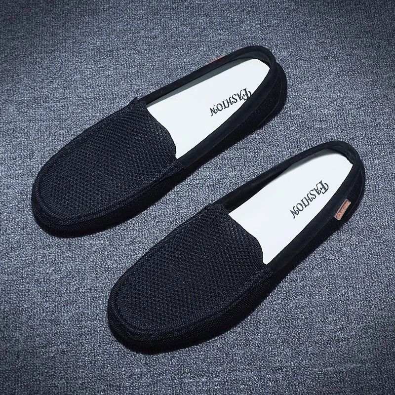 男鞋春夏透气2025新款一脚蹬懒人乐福豆豆鞋休闲软底老北京布鞋男
