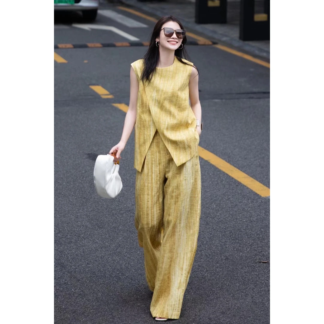 气质设计感夏季复古休闲风时尚松驰感套装法式宽松两件套高级大气