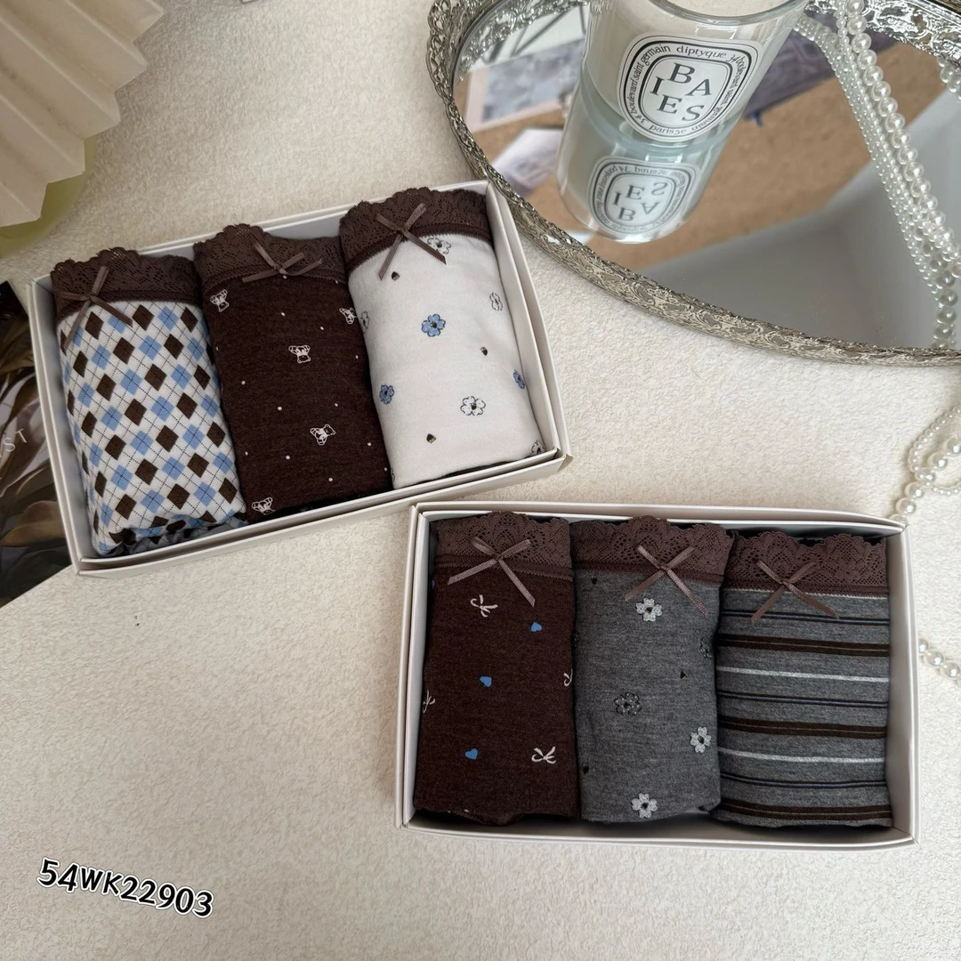 雪季奶咖～中腰磨毛舒适保暖美拉德色系10A抑菌蚕丝裆包臀女士内裤