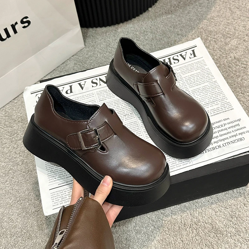 复古英伦风圆头乐福鞋女2025春秋新款百搭时尚休闲鞋学院风小皮鞋