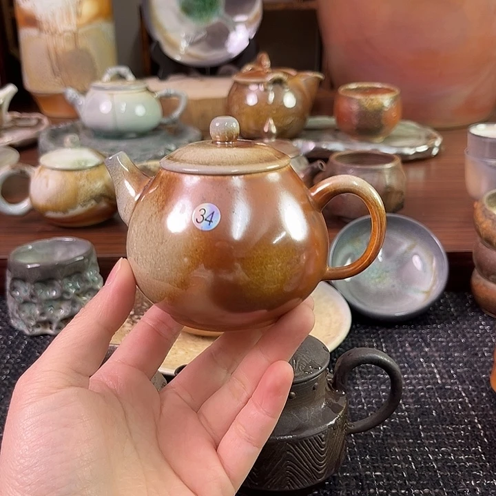 柴烧中白泥火彩壶