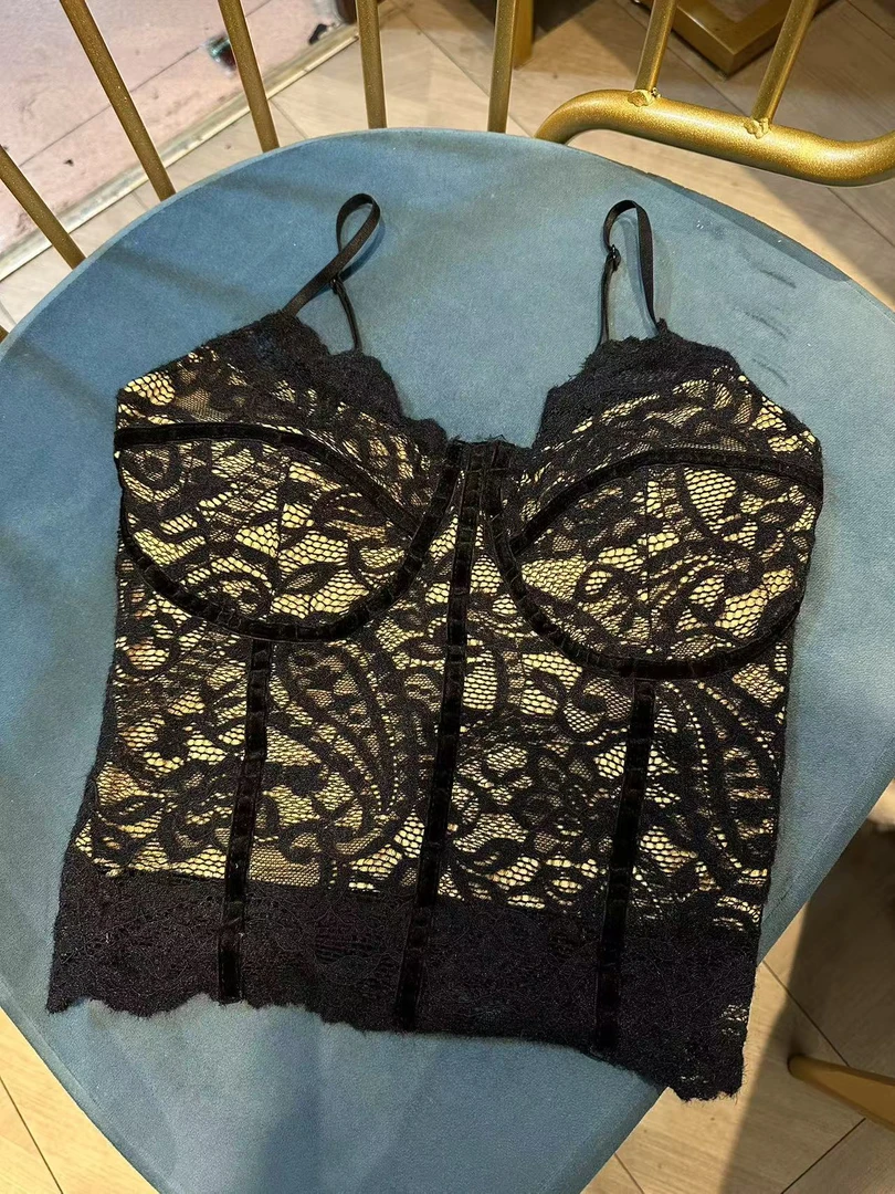 （老三）韩版法式纯欲风蕾丝吊带背心女时尚百搭修身显瘦上衣美背