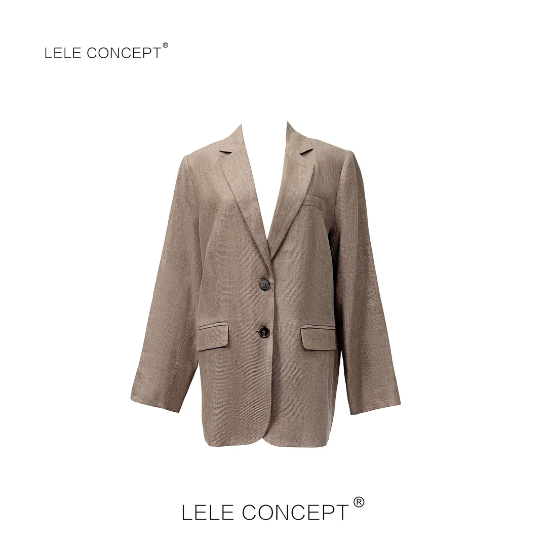 LELE CONCEPT｜两扣麻西服经典优雅文艺复古风Y0512