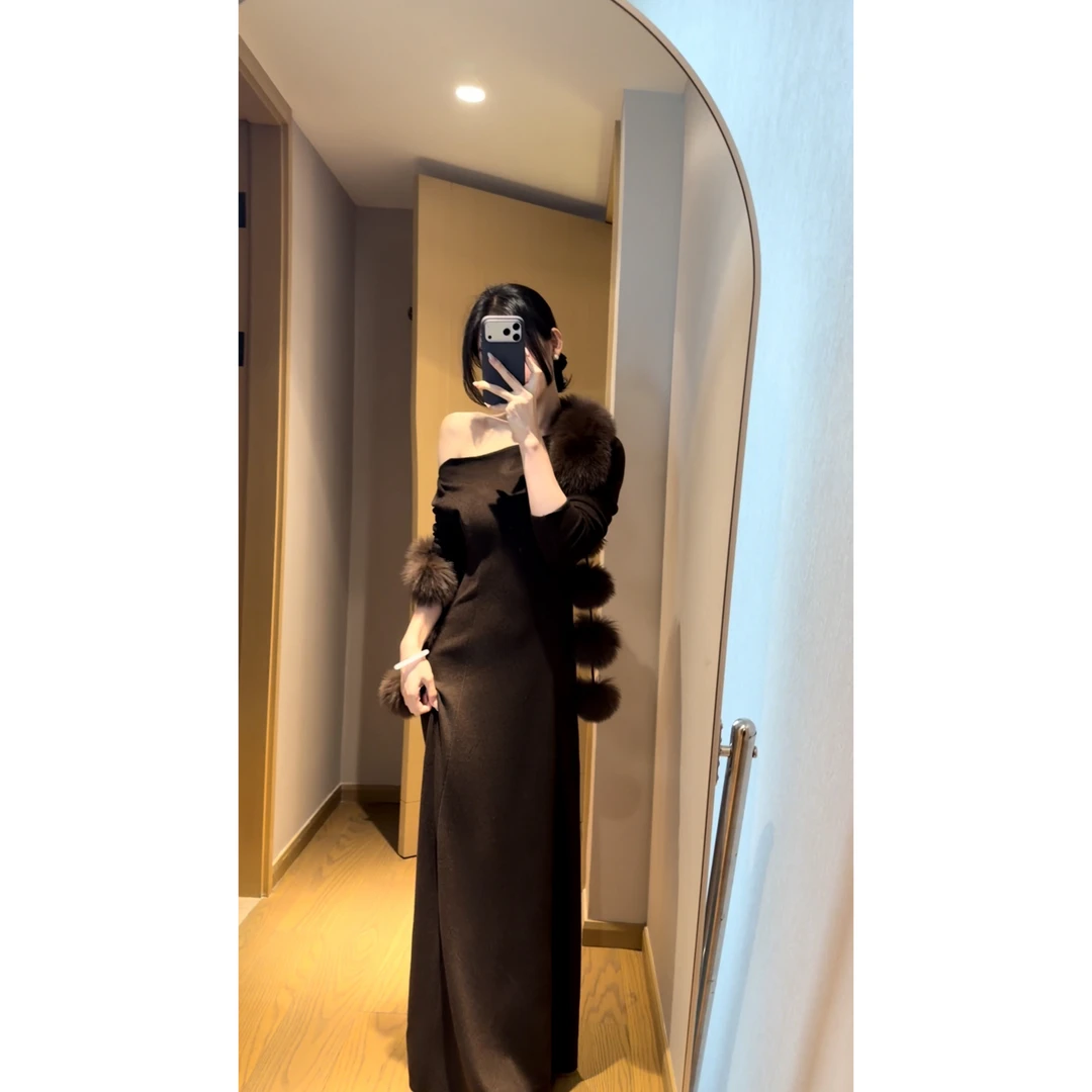 【榛果拿铁】抗起球羊毛针织领口多穿秋冬内搭长裙