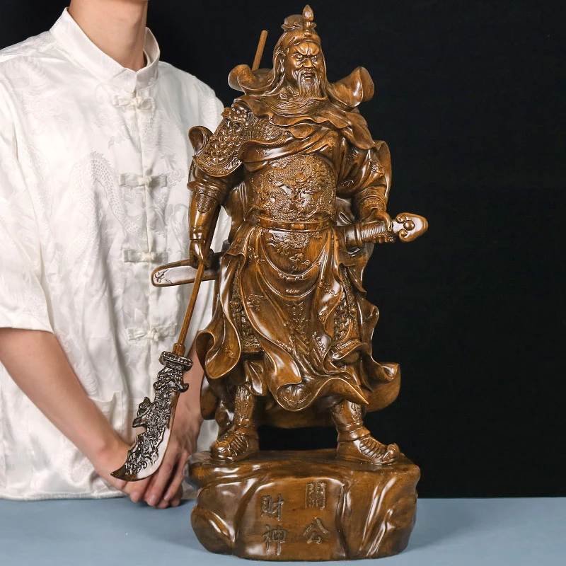 《财神大关公》公司店铺开业贺礼商铺家宅武财神摆件（约长30高70cm）