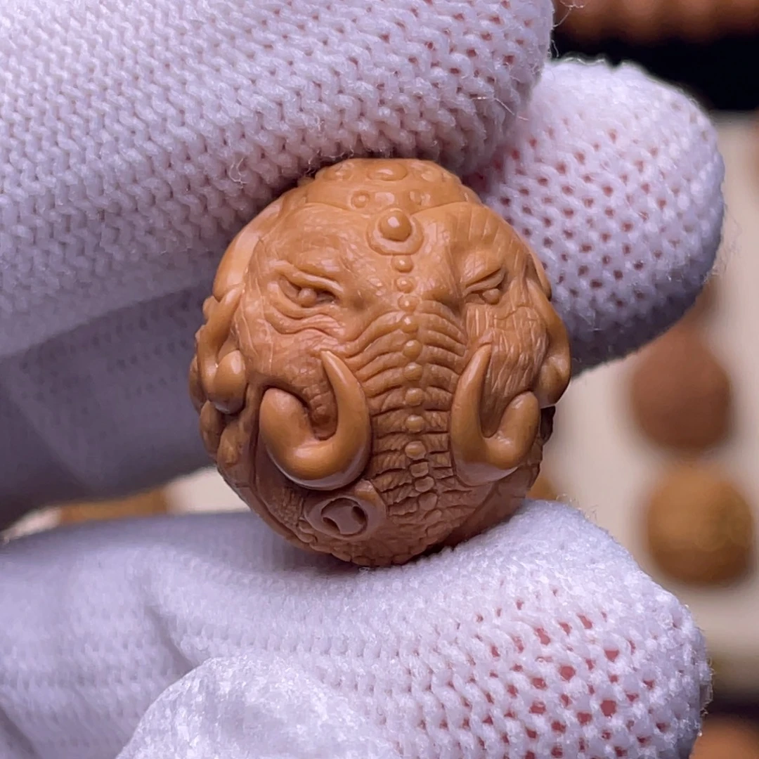 上***叔吊坠猴头核桃精工六牙象神18