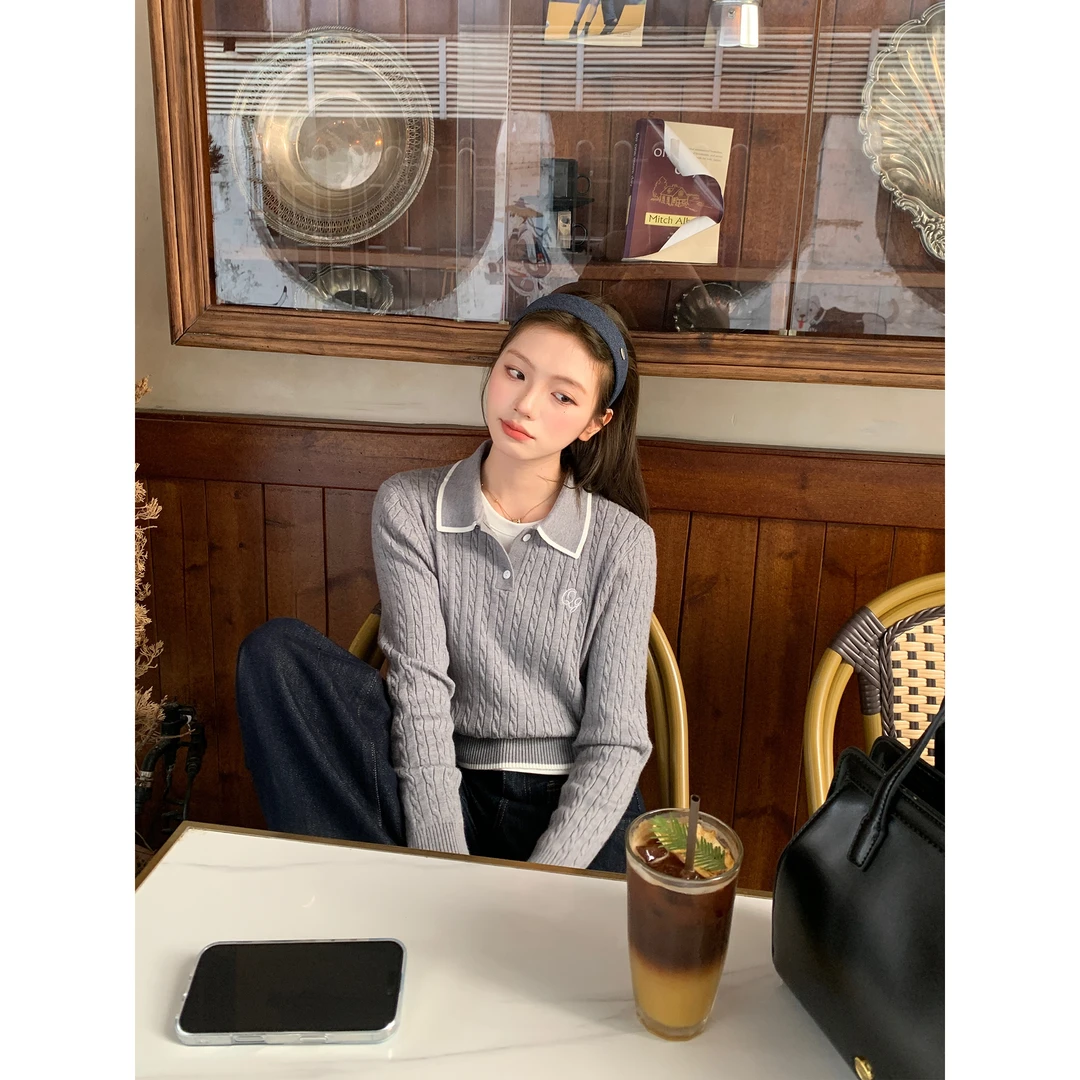 切糕自制【智系学妹】小个子初秋女流光风纯欲慵懒学院风长袖毛衣